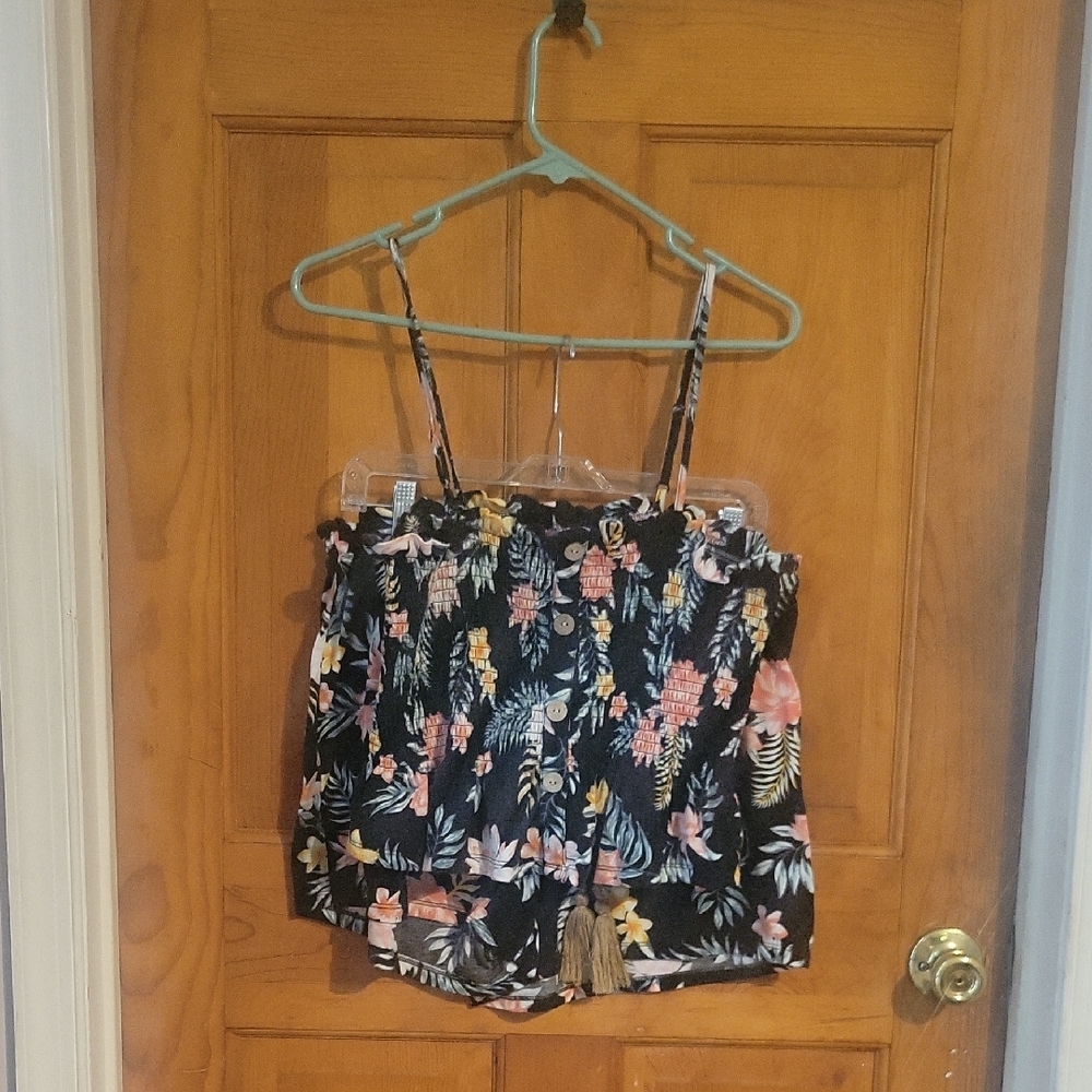 No Boundaries Blue Smocked Ruffled Camisole